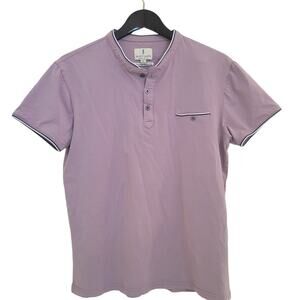 Scott James Lavender Short Sleeve Cotton Men's Shirt Sz L